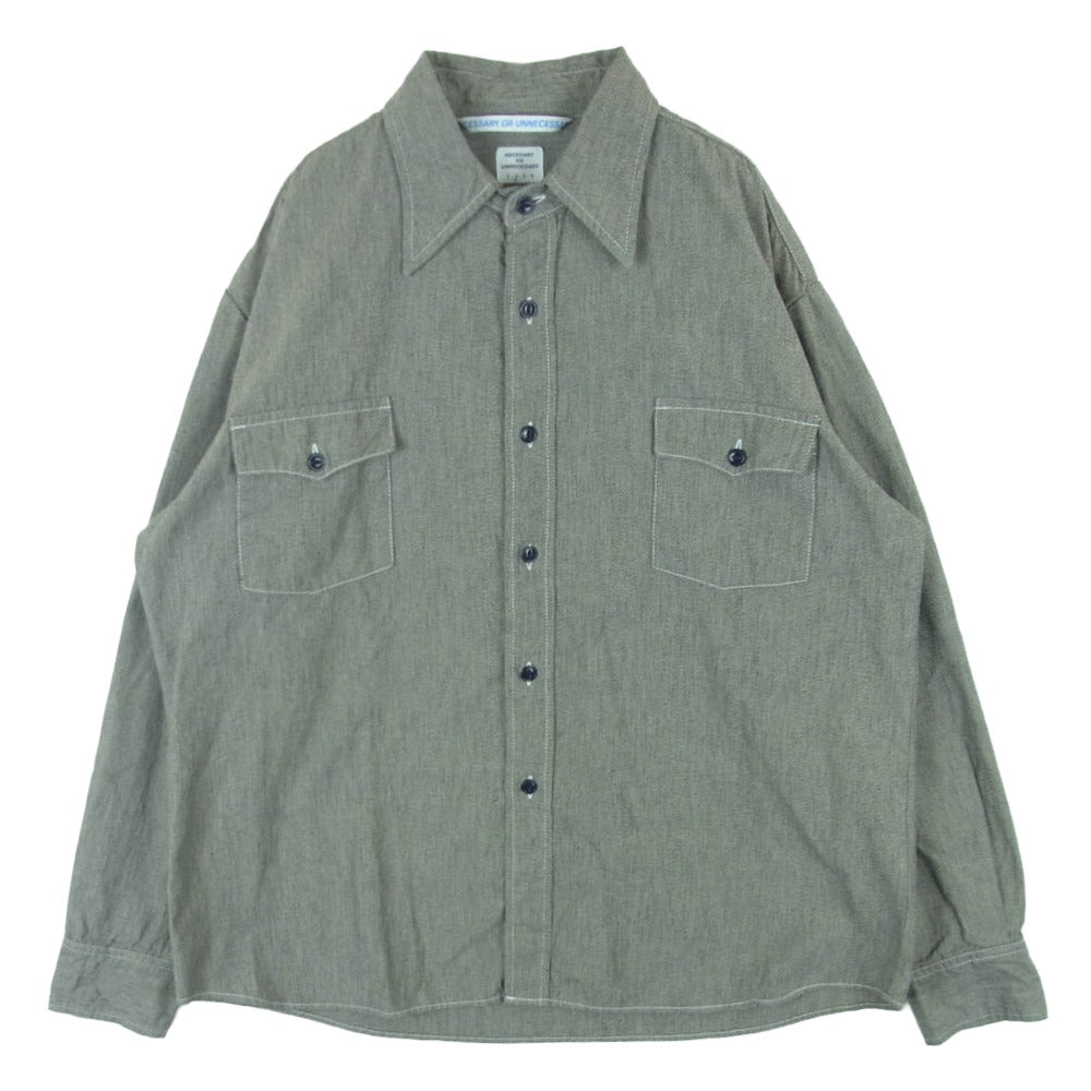 ネセサリーオアアンネセサリー 長袖 シャツ 両胸ポケット 猫目ボタン グレー系 2【中古】