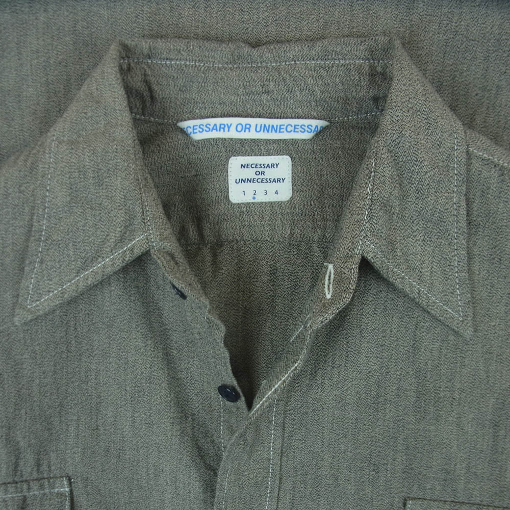 ネセサリーオアアンネセサリー 長袖 シャツ 両胸ポケット 猫目ボタン グレー系 2【中古】