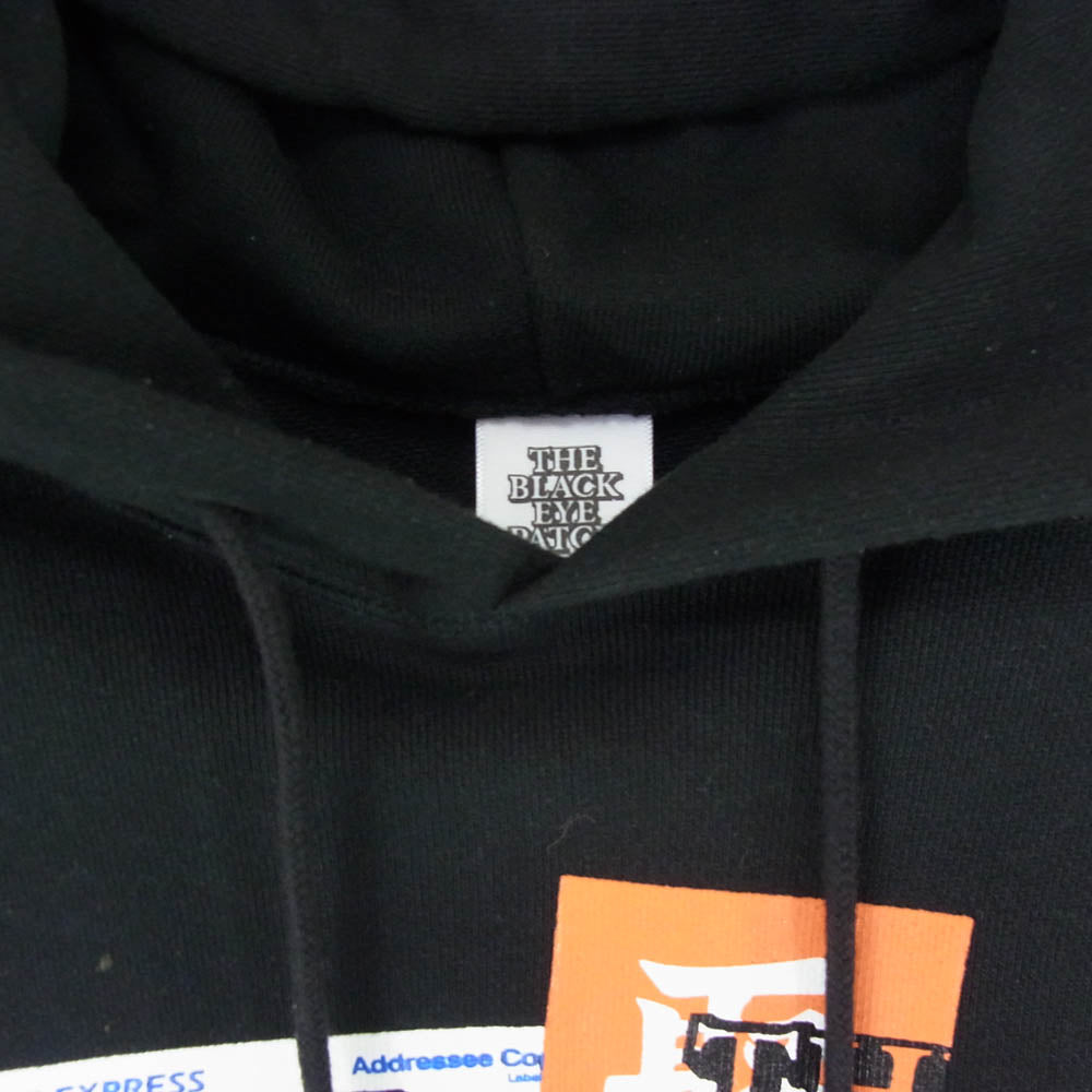 BlackEyePatch ブラックアイパッチ Label Pack HWC HOODIE ラベルデザイン ロゴ刺繍 取扱注意 プルオーバーパーカー ブラック系 XL【中古】