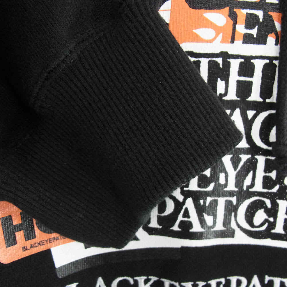 BlackEyePatch ブラックアイパッチ Label Pack HWC HOODIE ラベルデザイン ロゴ刺繍 取扱注意 プルオーバーパーカー ブラック系 XL【中古】