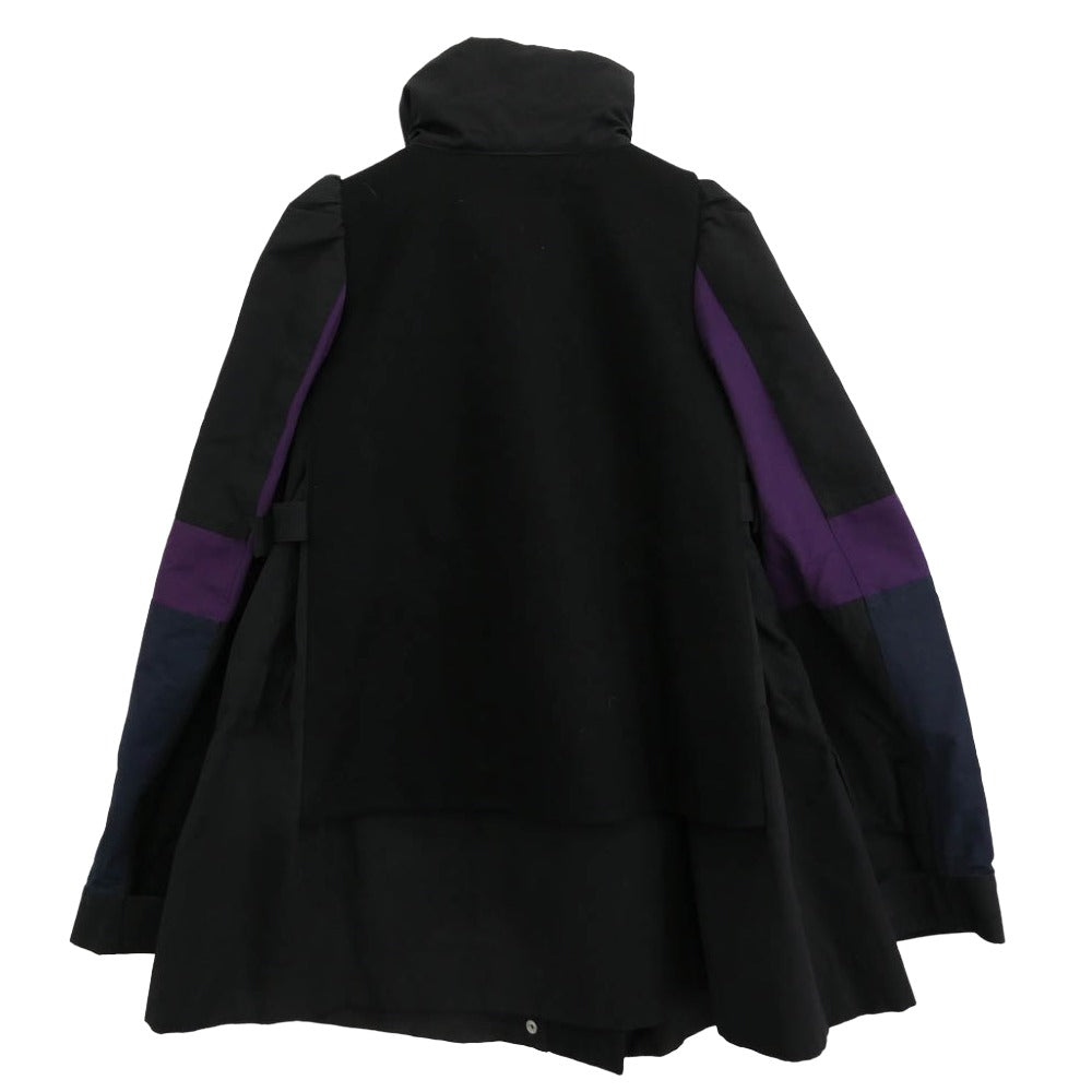 Sacai サカイ 21AW 21-05794 Wool Melton Grosgrain Blouson ウール メルトン グログラン ブルゾン ブラック系 パープル系 1【中古】