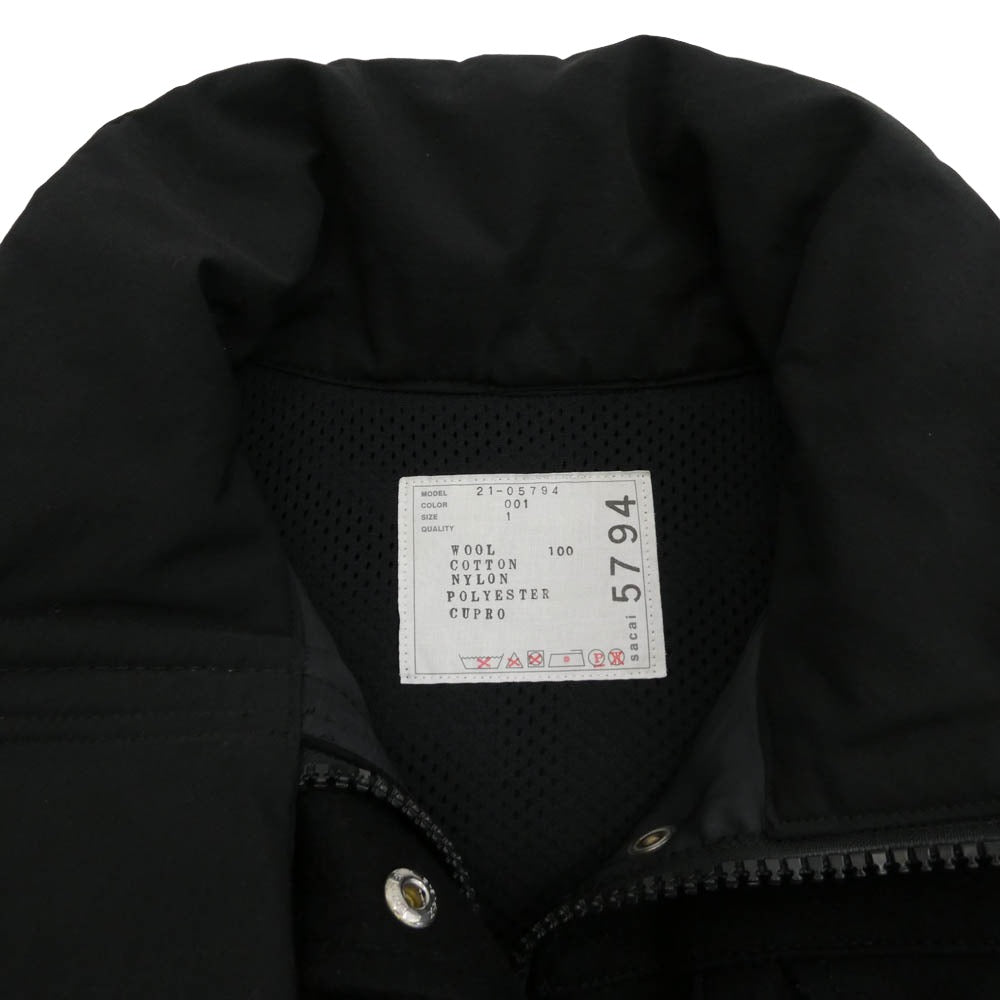 Sacai サカイ 21AW 21-05794 Wool Melton Grosgrain Blouson ウール メルトン グログラン ブルゾン ブラック系 パープル系 1【中古】