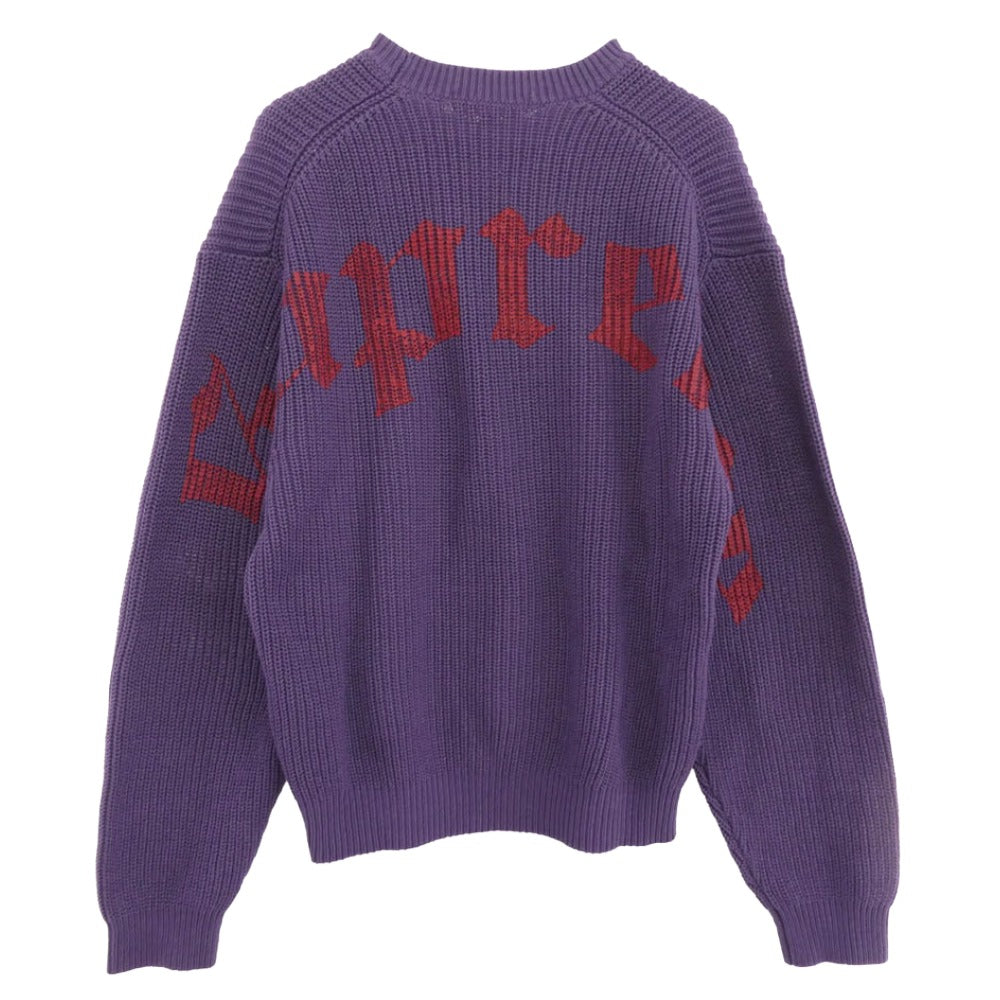Supreme シュプリーム 25SS Old English Printed Sweater オールドイングリッシュロゴ バックロゴプリント ニット セーター パープル系 M【美品】【中古】