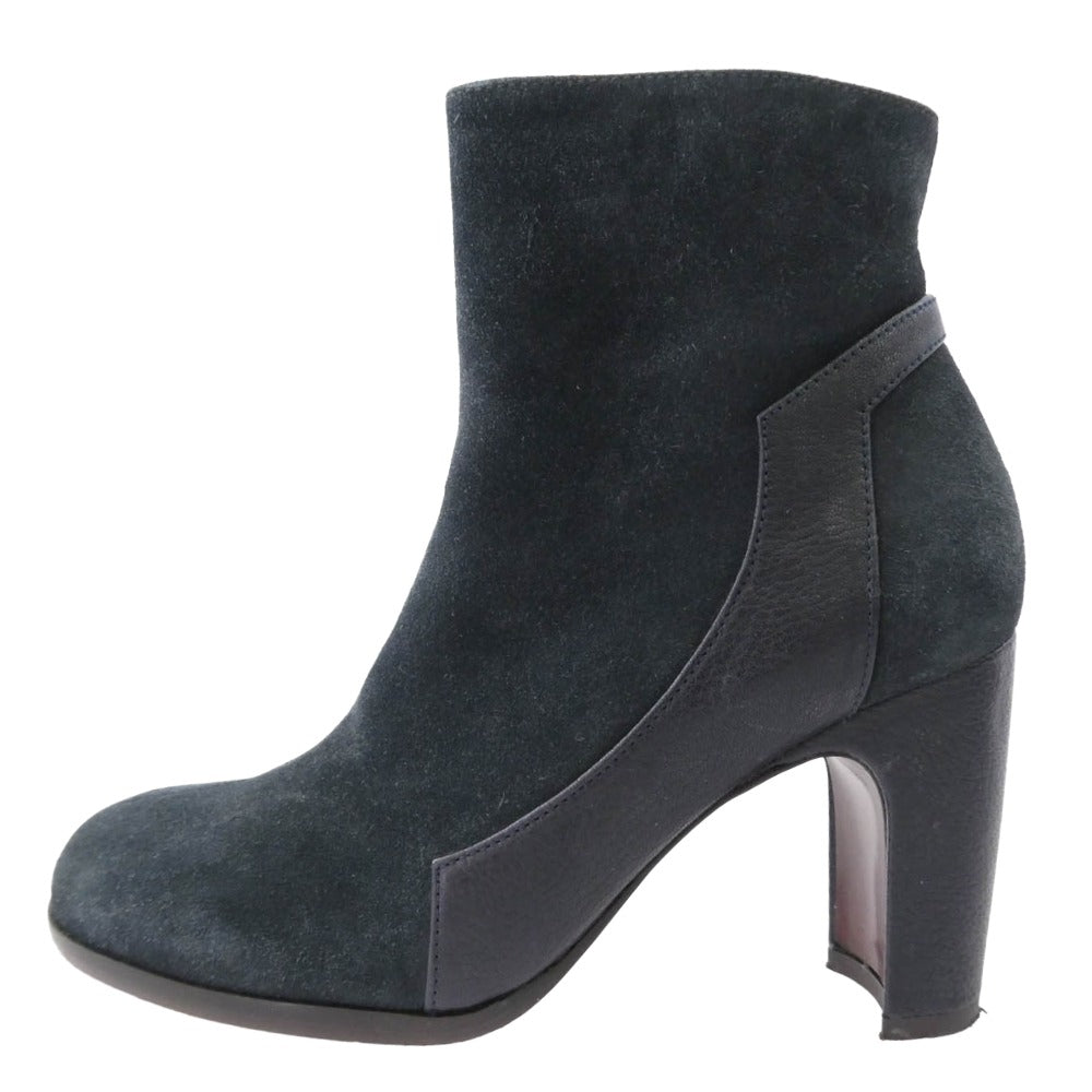 チエミハラ スエード切替 サイドジップ レザー ショートブーツ チャコール系 35【中古】