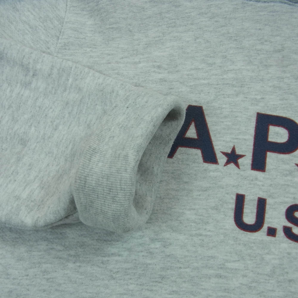 A.P.C. アーペーセー ロゴプリント プルオーバー パーカー フーディー ライトグレー系 XS【中古】
