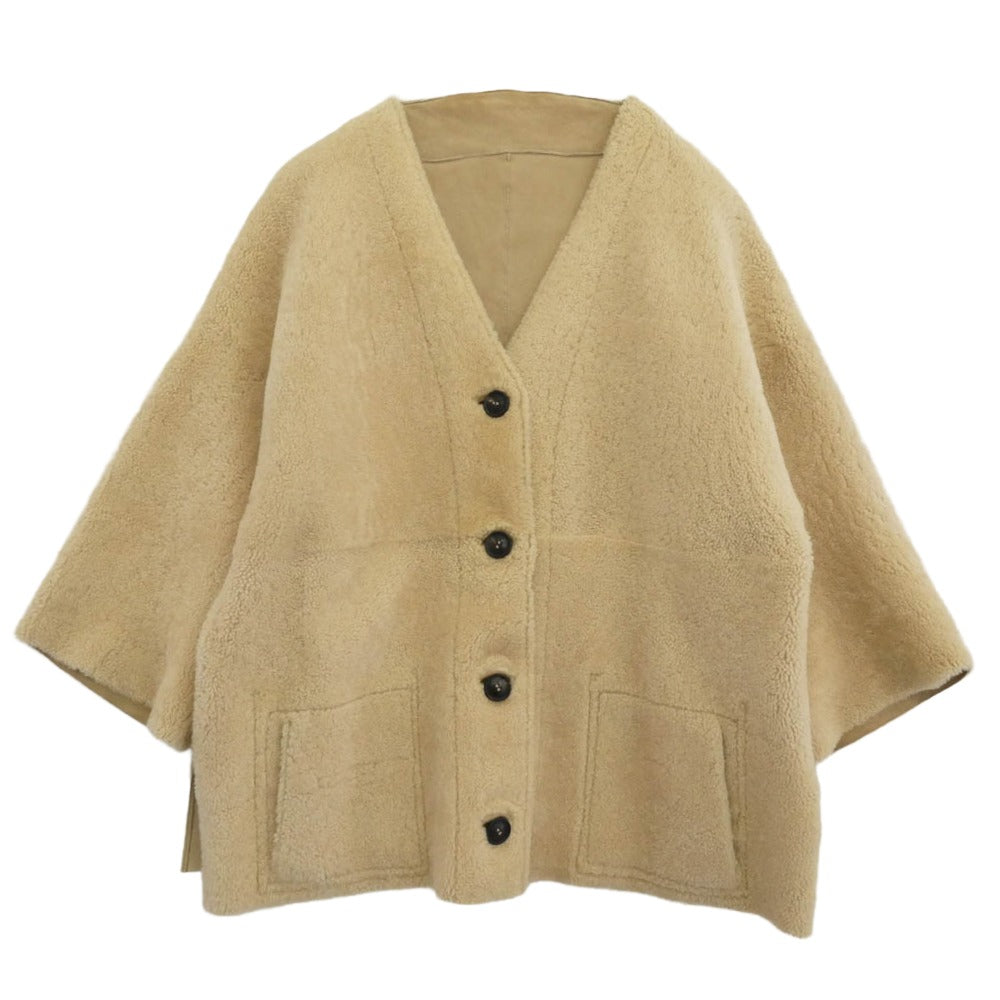 オープニングセレモニー リアルムートン リバーシブルコート ベージュ系 S【中古】