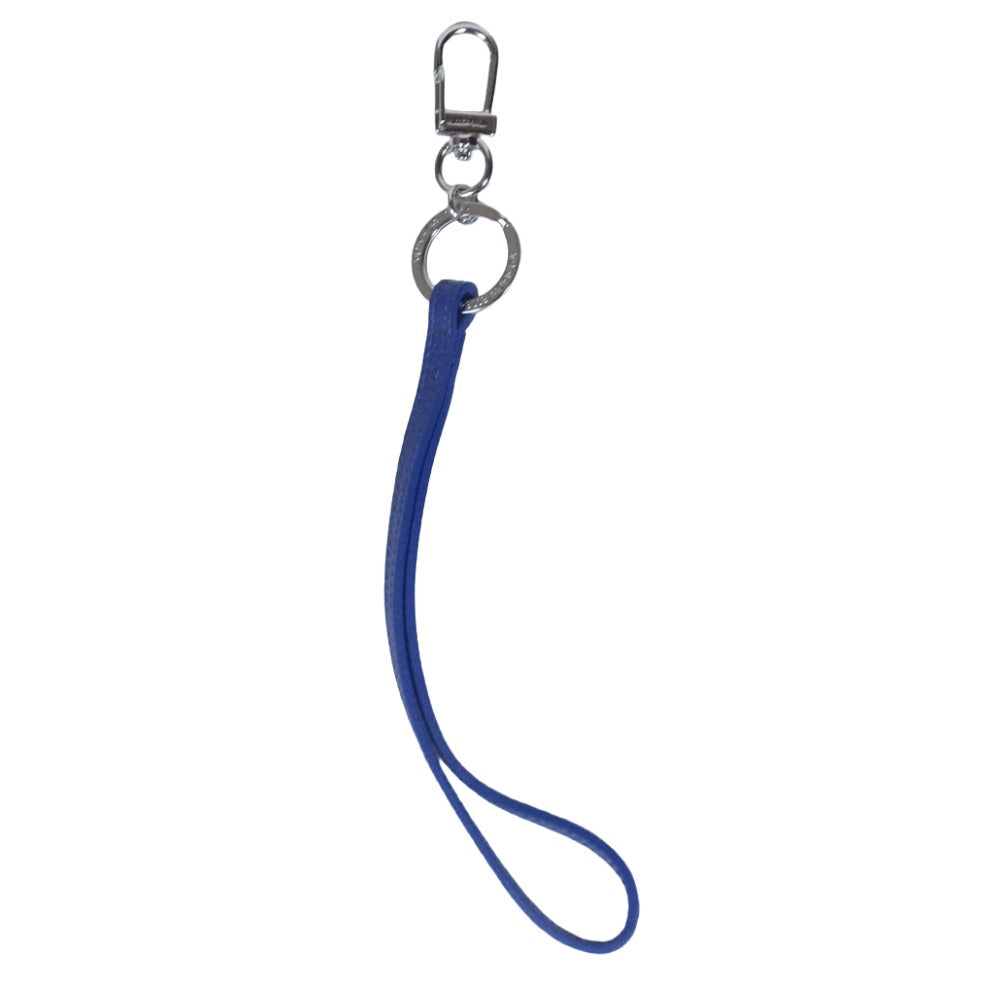 PELLE MORBIDA ペッレモルビダ レザー ネックストラップ キーホルダー チャーム ブルー系【美品】【中古】