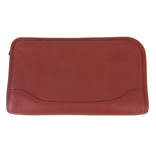 PELLE MORBIDA ペッレモルビダ レザー クラッチバッグ 牛革 日本製 レッド系【中古】