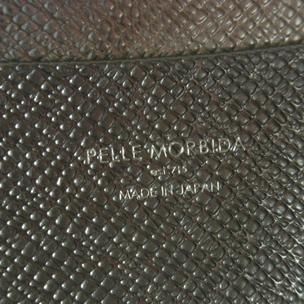 PELLE MORBIDA ペッレモルビダ Barca バルカ レザー 名刺入れ ケース モスグリーン系【中古】