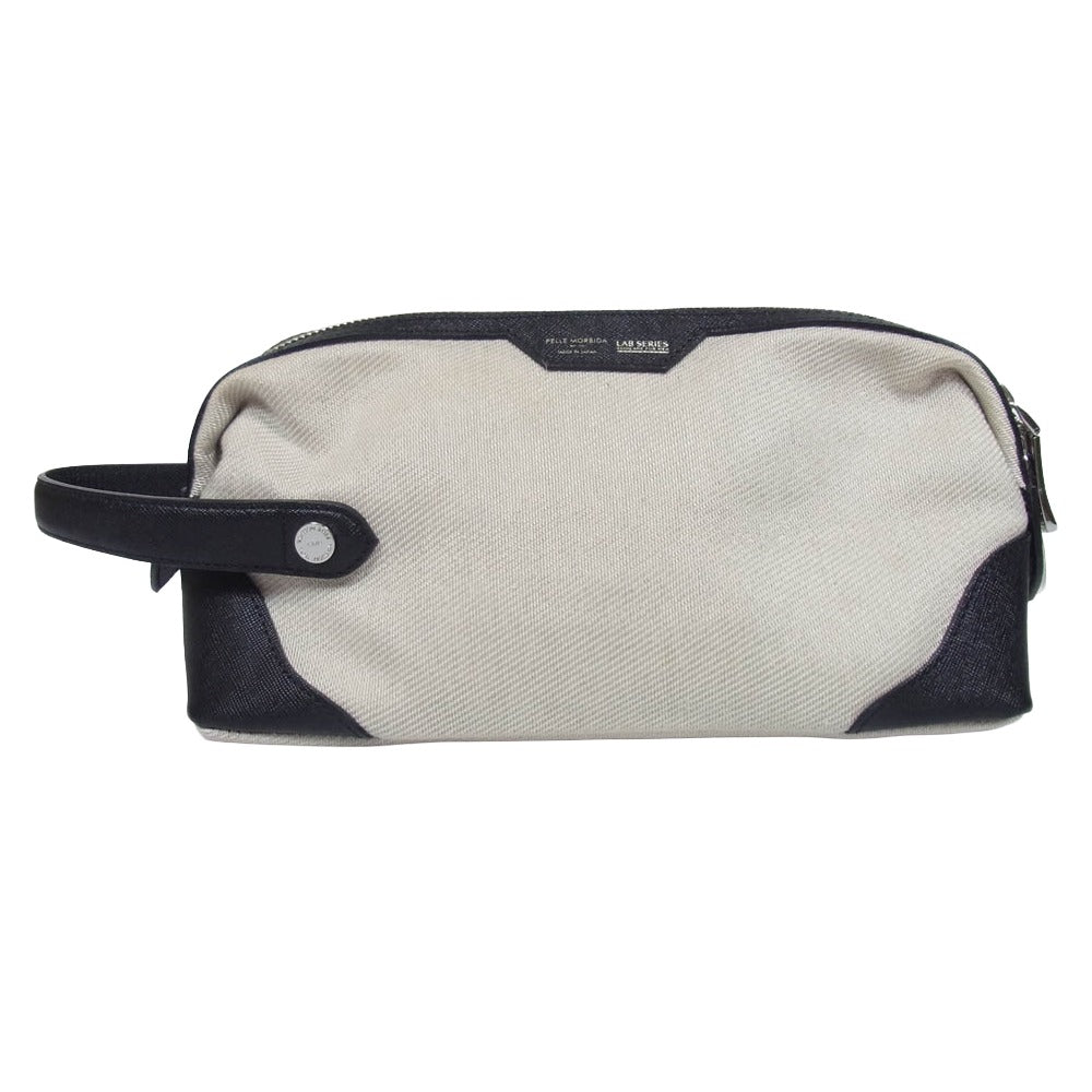PELLE MORBIDA ペッレモルビダ LAB SERIES ラボシリーズ キャンバス ポーチ セカンド バッグ ベージュ系【中古】