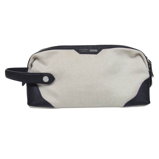 PELLE MORBIDA ペッレモルビダ LAB SERIES ラボシリーズ キャンバス ポーチ セカンド バッグ ベージュ系【中古】