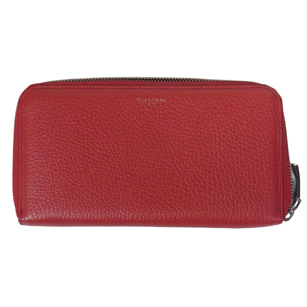 PELLE MORBIDA ペッレモルビダ PMO-CSBA311 ラウンドジップ レザー ウォレット 長財布 ミディアム レッド系【中古】