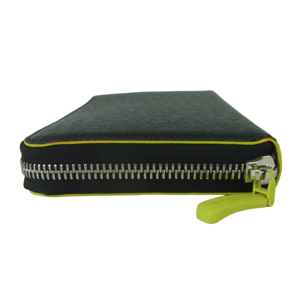 PELLE MORBIDA ペッレモルビダ PMO-BA311BI ラウンドジップ レザー ウォレット 長財布 ブラック系 イエロー系 BLACK × YELLO【中古】