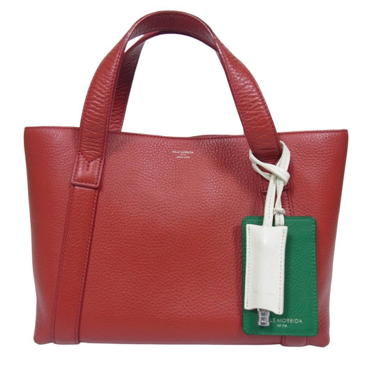 PELLE MORBIDA ペッレモルビダ ミニ トート バッグ レザー ハンドバッグ レッド系【中古】