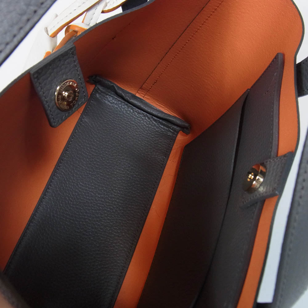 PELLE MORBIDA ペッレモルビダ Tela Marina テラマリーナ レザー トート ハンド バッグ ダークグレー系【中古】