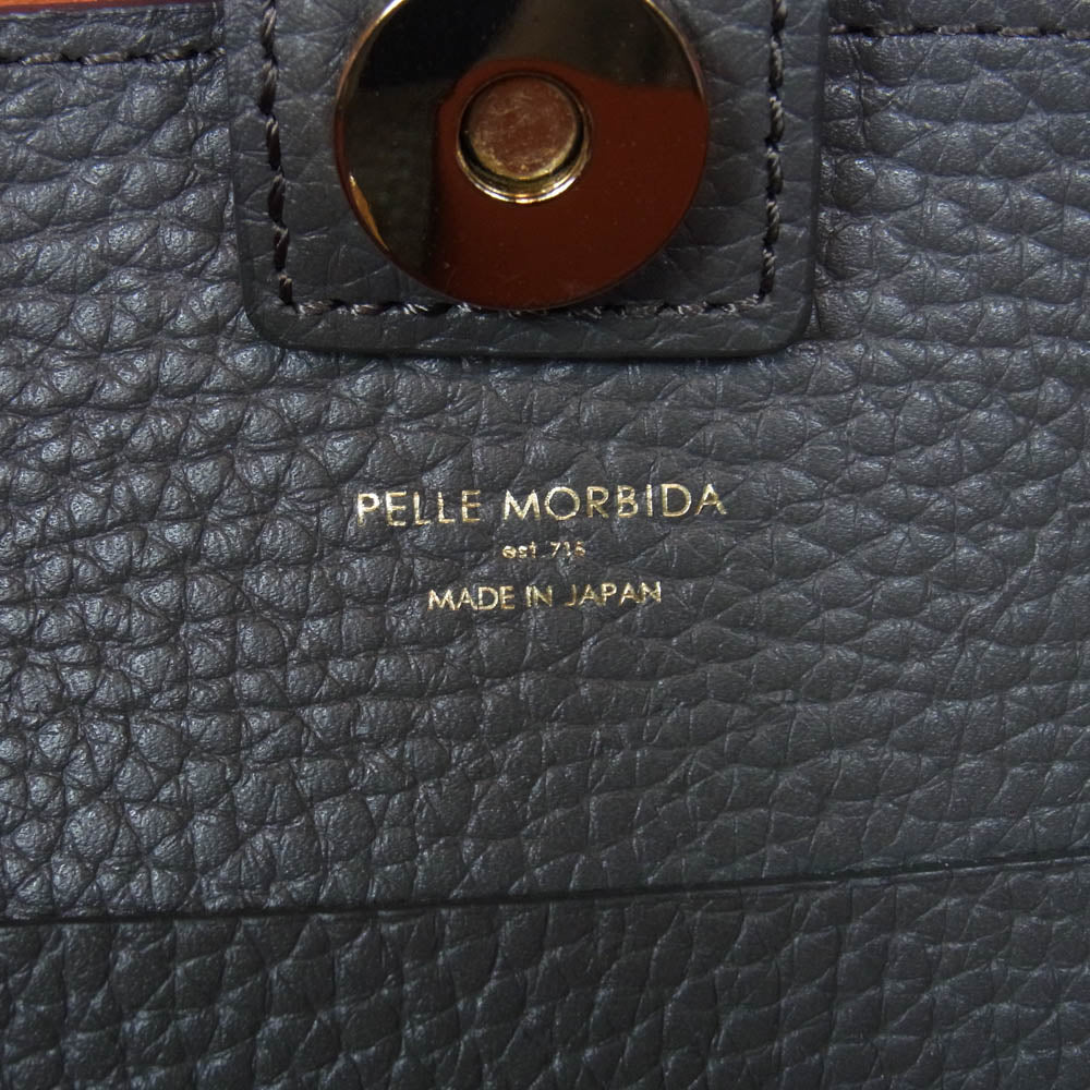 PELLE MORBIDA ペッレモルビダ Tela Marina テラマリーナ レザー トート ハンド バッグ ダークグレー系【中古】