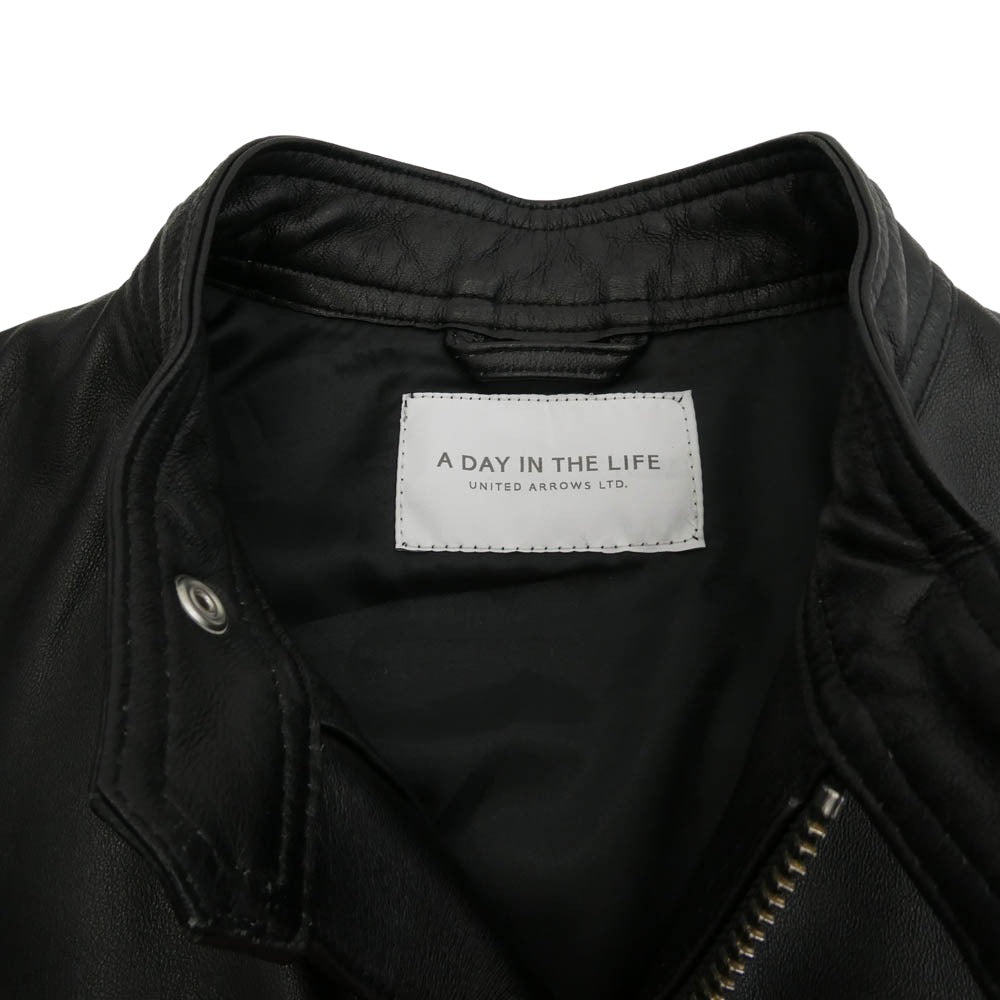 UNITED ARROWS ユナイテッドアローズ 6225-699-0819 A DAY IN THE LIFE 羊皮 ラムレザー シングルライダース ジャケット ブラック系 L【美品】【中古】