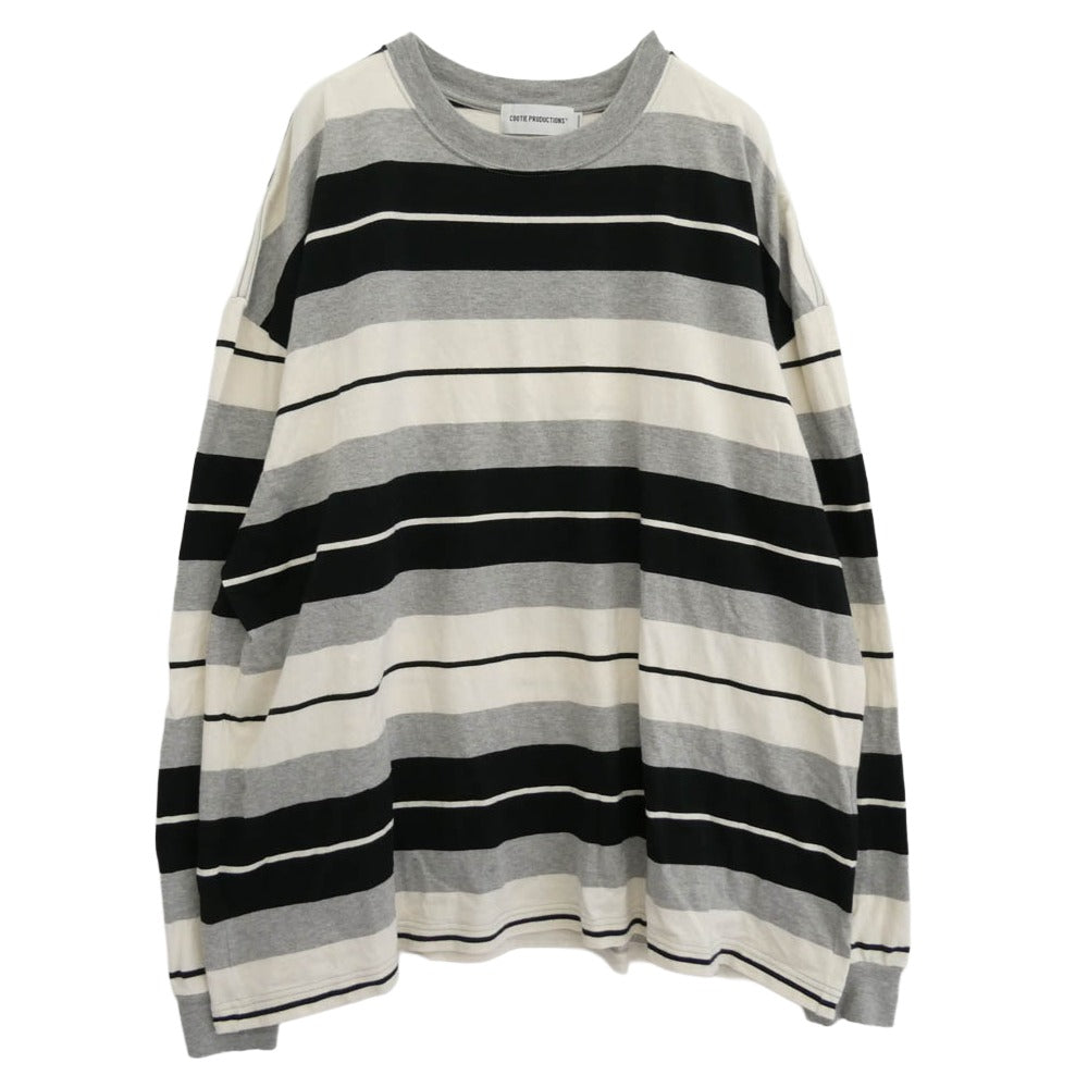 COOTIE クーティー 24SS CTE-24S322 Panel Border L/S Tee パネル ボーダー 長袖カットソー ロングスリーブTシャツ グレー系 ブラック系 M【中古】