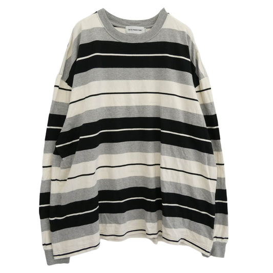 COOTIE クーティー 24SS CTE-24S322 Panel Border L/S Tee パネル ボーダー 長袖カットソー ロングスリーブTシャツ グレー系 ブラック系 M【中古】