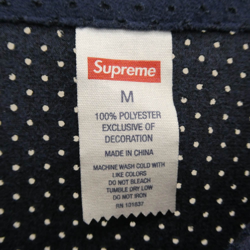 Supreme シュプリーム 24SS Ultrasuede Mesh Baseball Jersey ウルトラ スエード フロントロゴ メッシュ ベースボールシャツ 半袖 ネイビー系 M【中古】