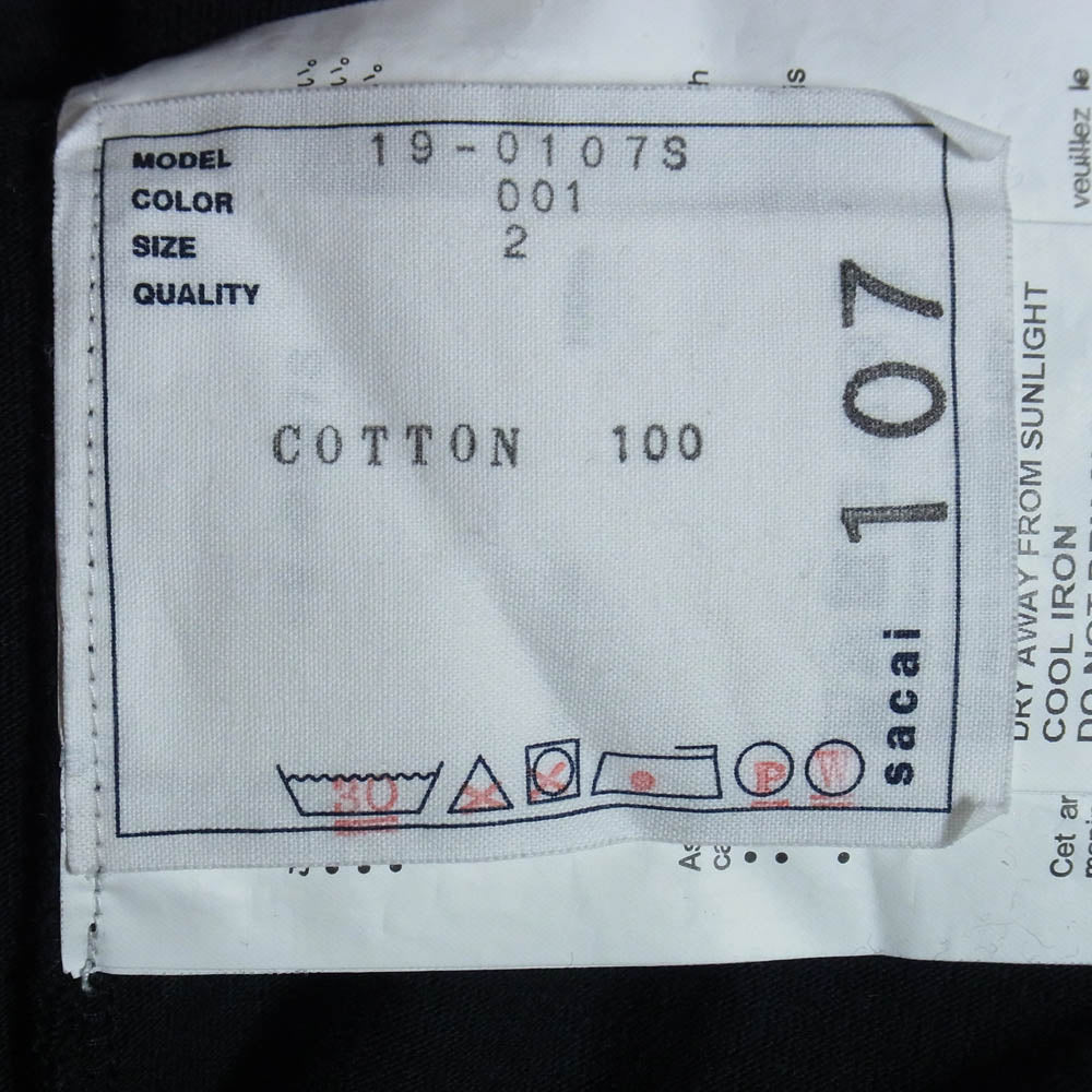 Sacai サカイ 19-0107S The Big Lebowski LETS GO BOWLING ザ ビッグ リボウスキ レッツ ゴー ボウリング バックプリント 半袖 Tシャツ ブラック系 2【中古】