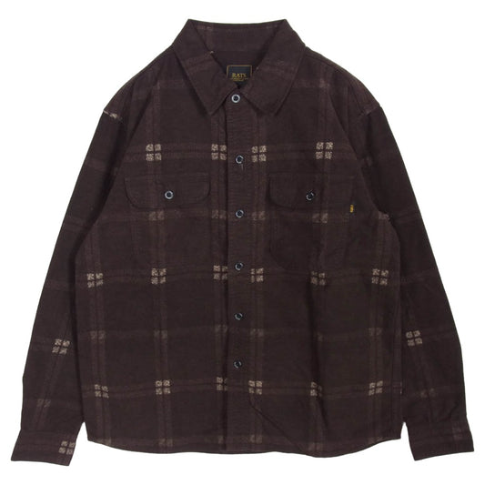 RATS ラッツ 18AW 18’RS-1002 COTTON CHECK PRINT FLANNEL SHIRT チェック柄 コットン フランネル 長袖シャツ ブラウン系 S【中古】