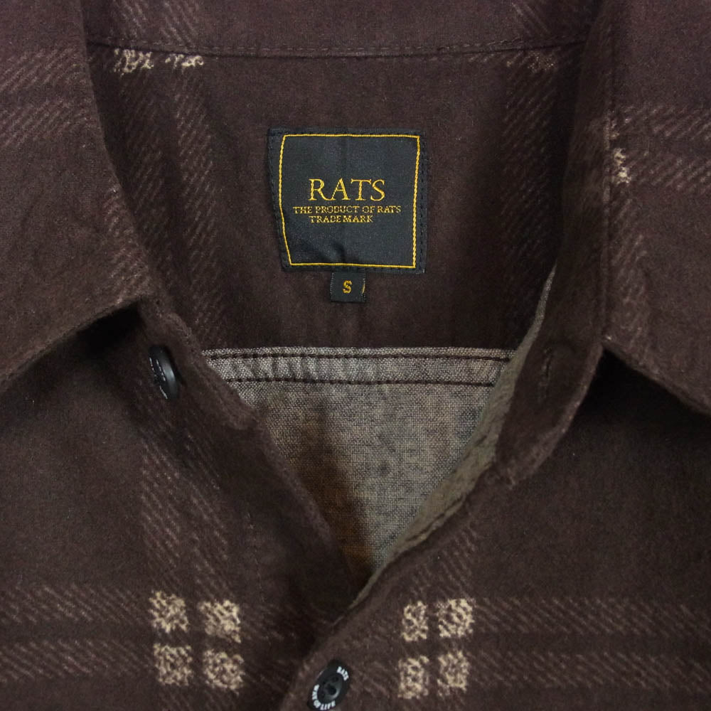 RATS ラッツ 18AW 18’RS-1002 COTTON CHECK PRINT FLANNEL SHIRT チェック柄 コットン フランネル 長袖シャツ ブラウン系 S【中古】