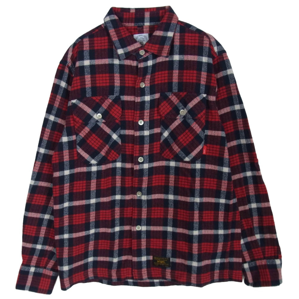 WTAPS ダブルタップス 15AW 15GWDT-SHM04 VATOS L/S 02 SHIRT COTTON TEXTILE コットン チェック柄 長袖シャツ レッド系 S【中古】