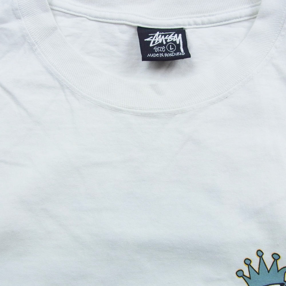 STUSSY ステューシー KINGPIN GEAR ボーリングピン キングピン プリント 復刻 半袖 Tシャツ ホワイト系 L【中古】