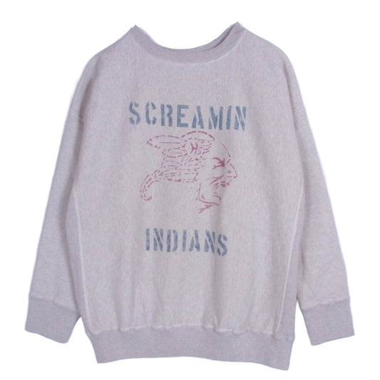 BOWWOW バウワウ 25AW BW252-SIS SCREAMIN INDIANS SWEATSHIRT AGED ヴィンテージ ユーズド ダメージ加工 スクリーミン インディアンズ スウェットシャツ エイジド グレー系 L【美品】【中古】