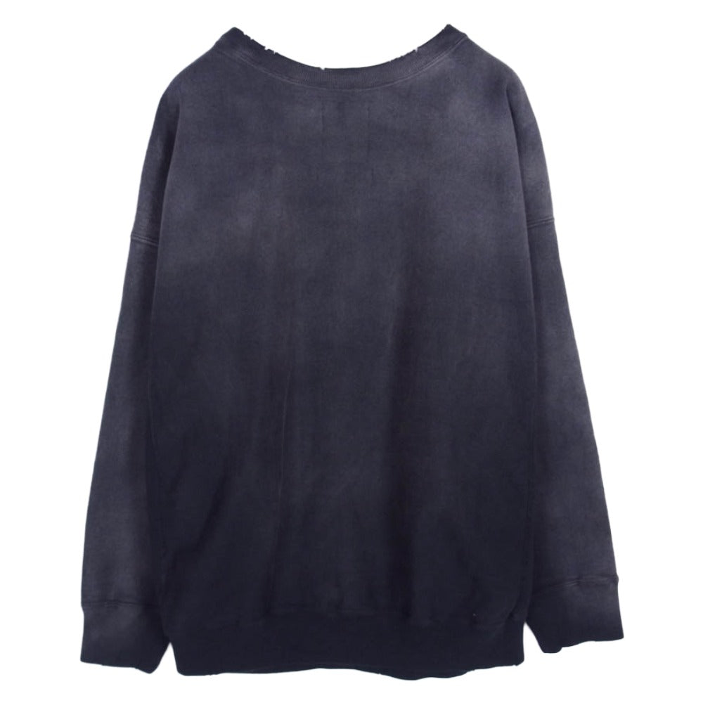BOWWOW バウワウ 25AW BW252-UAES U.S. AIR FORCE EAGLE SWEATSHIRT AGED ヴィンテージ ユーズド ダメージ加工 フロッキープリント クルーネック スウェット エイジド ブラック ブラック系 L【美品】【中古】