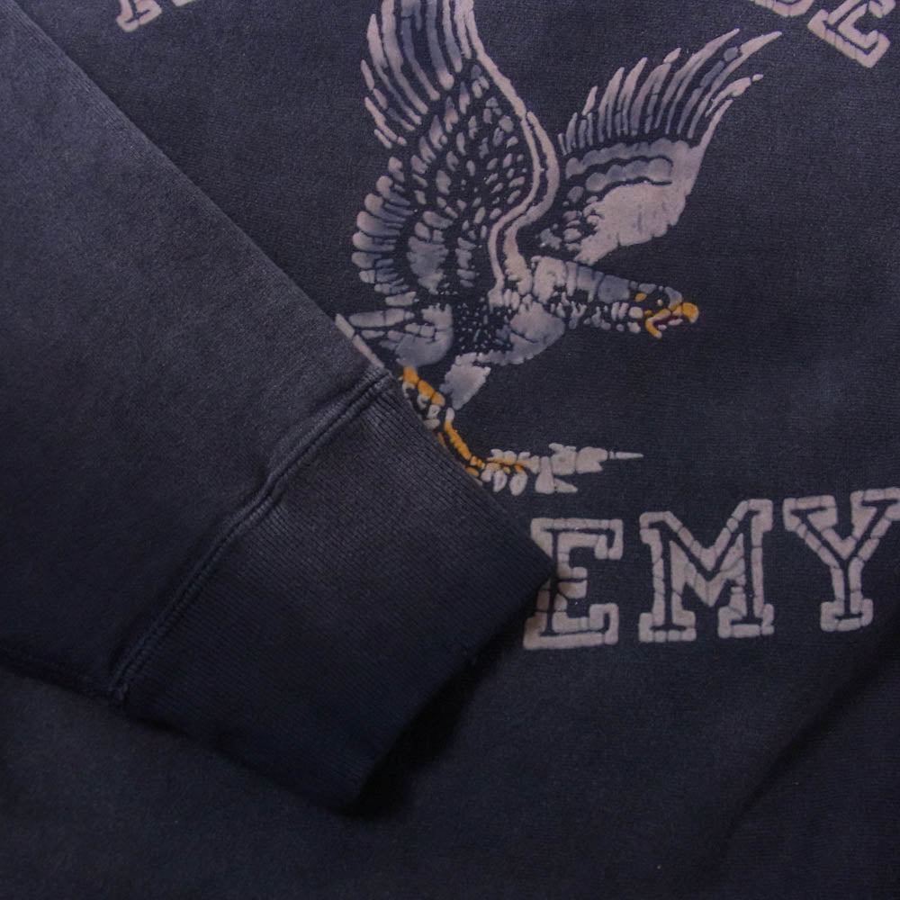 BOWWOW バウワウ 25AW BW252-UAES U.S. AIR FORCE EAGLE SWEATSHIRT AGED ヴィンテージ ユーズド ダメージ加工 フロッキープリント クルーネック スウェット エイジド ブラック ブラック系 L【美品】【中古】