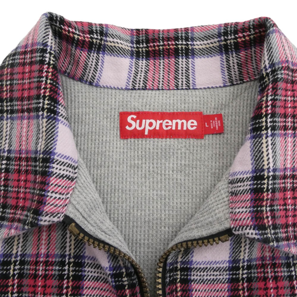 Supreme シュプリーム 25AW Thermal Lined Zip Up Flannel Shirt Purple スター ロゴ 裏地 サーマル ジップアップ フランネル シャツ ネルシャツ シャツジャケット レッド系 マルチカラー系 L【中古】