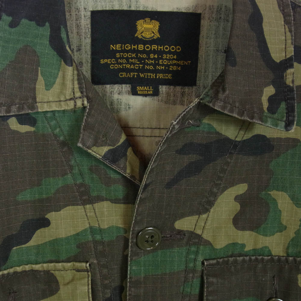 NEIGHBORHOOD ネイバーフッド 171SPNH-SHM02 BDU/C-SHIRT.SS S カモフラ 半袖 シャツ カーキ系 S【中古】