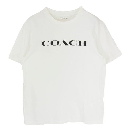 COACH コーチ フロント ロゴ プリント 半袖 Tシャツ カットソー ホワイト系 M【中古】