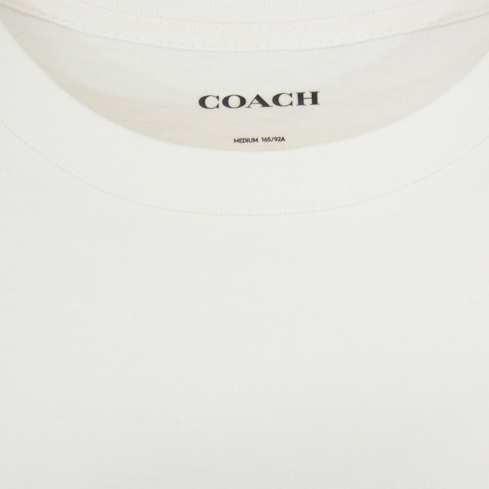 COACH コーチ フロント ロゴ プリント 半袖 Tシャツ カットソー ホワイト系 M【中古】