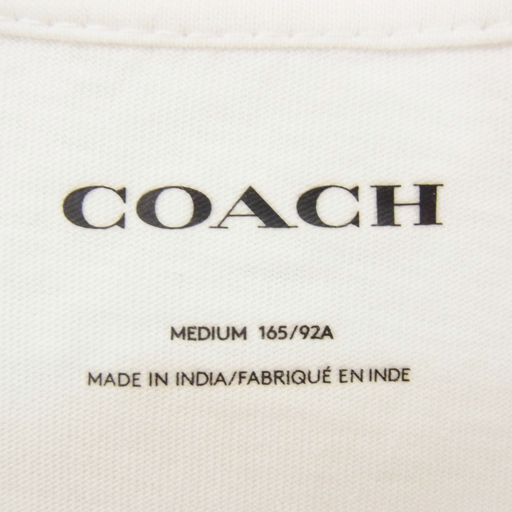 COACH コーチ フロント ロゴ プリント 半袖 Tシャツ カットソー ホワイト系 M【中古】