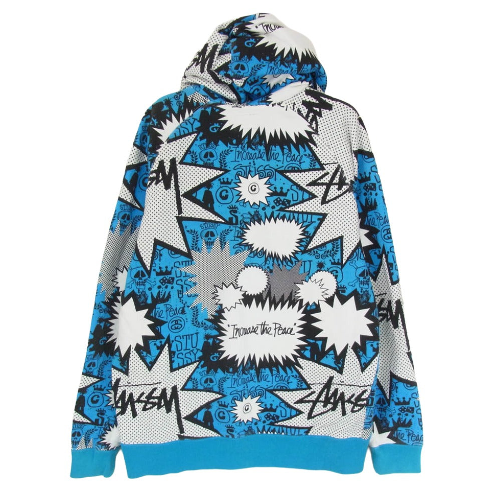 STUSSY ステューシー POP SHOUT ZIP UP HOODY PARKER ポップ シャウト バブル ジップアップ フーディー パーカー ブルー系 M【中古】