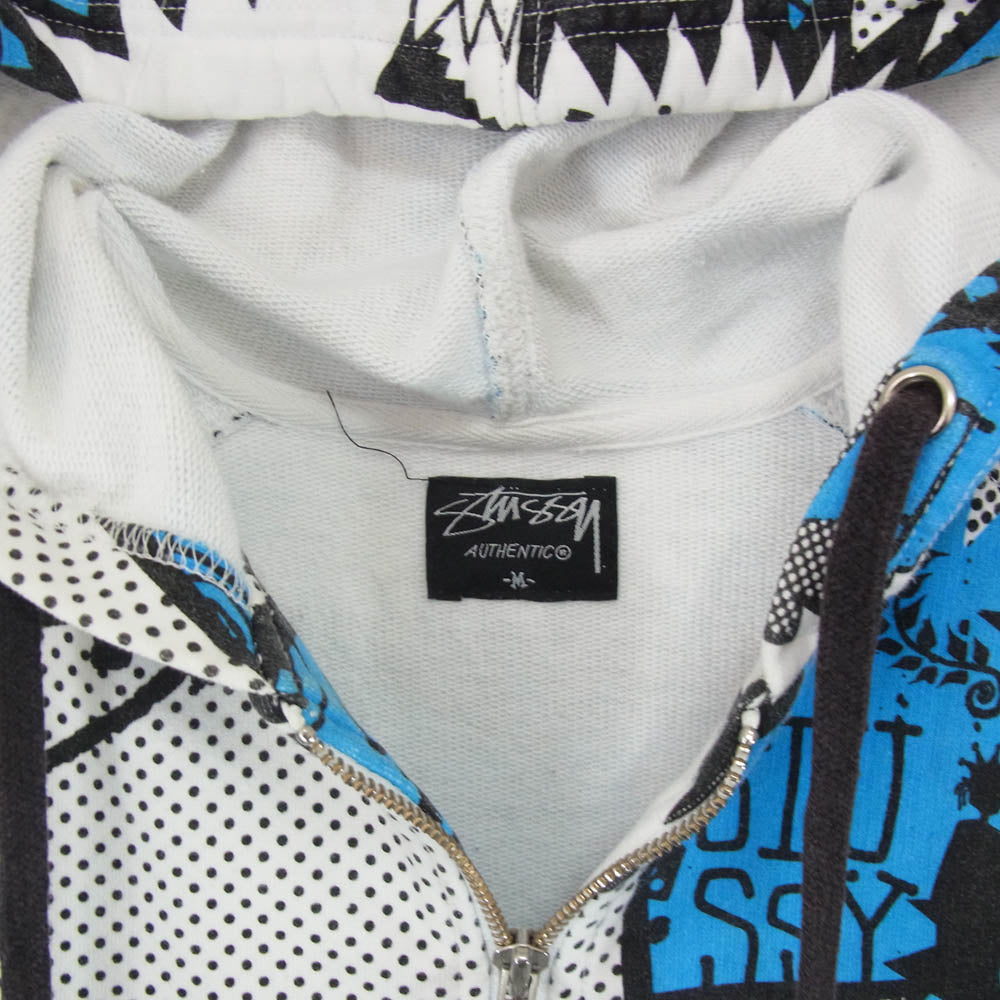STUSSY ステューシー POP SHOUT ZIP UP HOODY PARKER ポップ シャウト バブル ジップアップ フーディー パーカー ブルー系 M【中古】