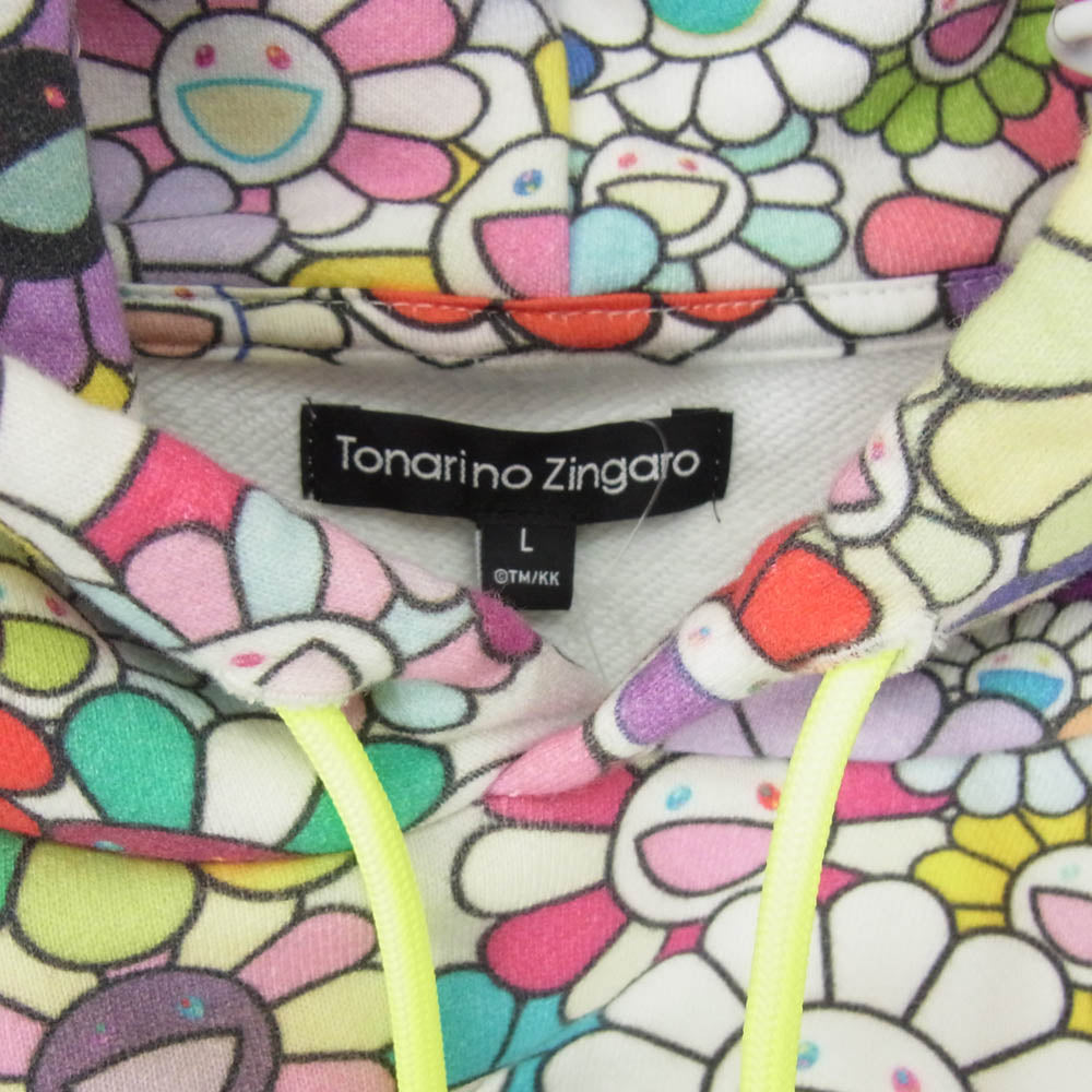 村上隆 × Tonari no Zingaro となりのジンガロ カイカイキキ FLOWER PARKER フラワー 総柄 パーカー マルチカラー系 L【中古】