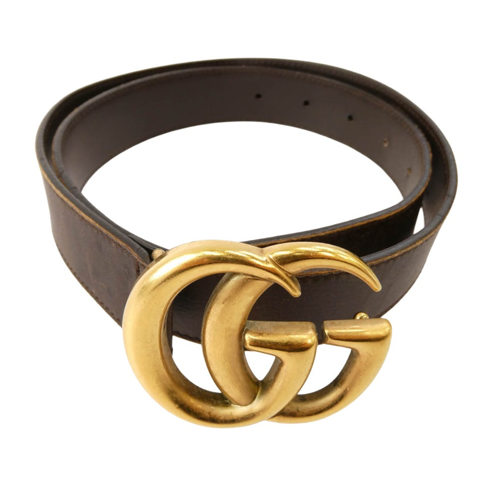 GUCCI グッチ 75-30-037-1450-1654 GG マーモント レザー ベルト ブラウン系【中古】