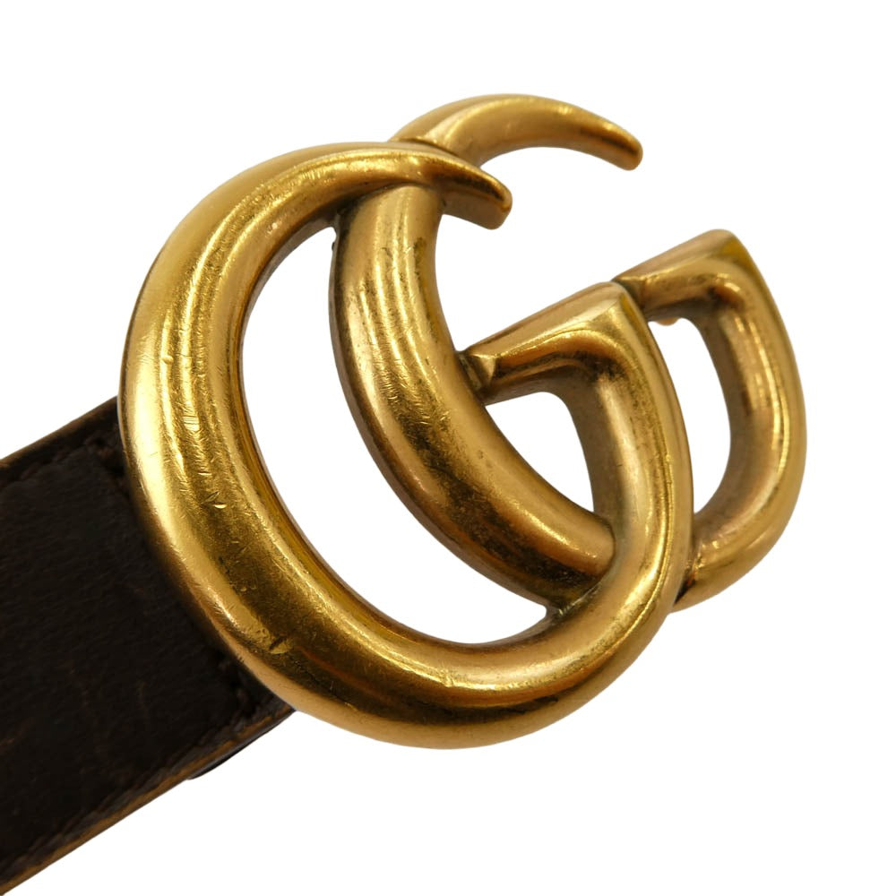 GUCCI グッチ 75-30-037-1450-1654 GG マーモント レザー ベルト ブラウン系【中古】