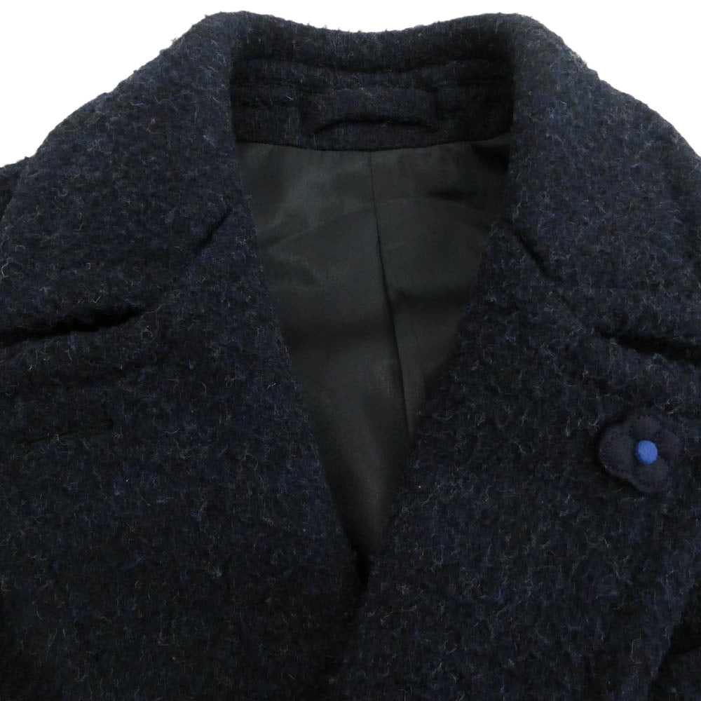 LARDINI ラルディーニ JD23144 ラクーン ネップツイード ブートニエール ダブル コート ネイビー系 48【中古】