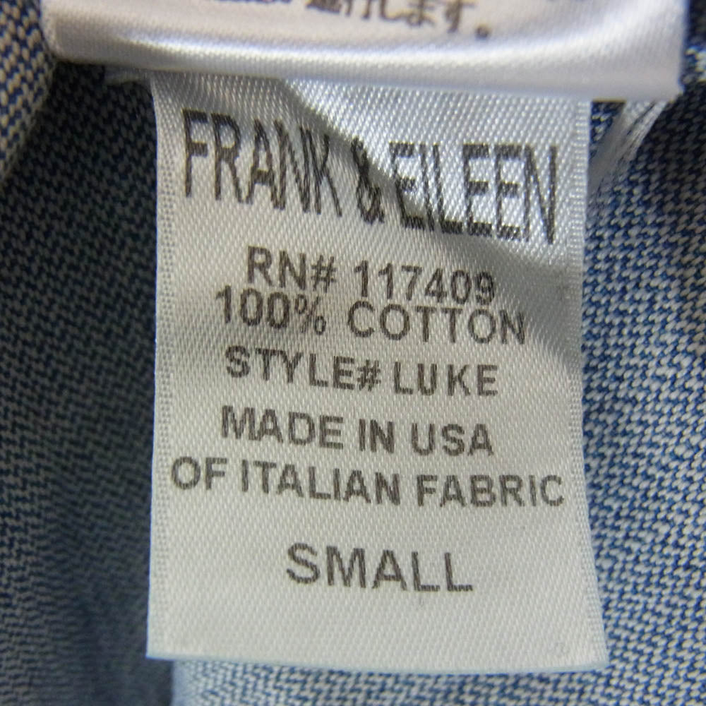 Frank&Eileen フランクアンドアイリーン 2720700135 EST 1947 USA製 サザビーリーグ LUKE ルーク デニム長袖 シャツ インディゴブルー系 S【中古】