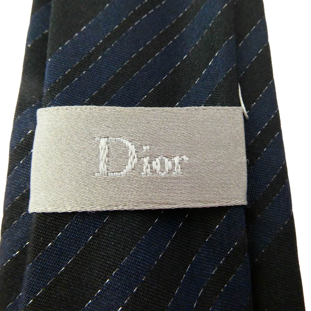 DIOR HOMME ディオールオム シルク ネクタイ ブラック系 ネイビー系【中古】