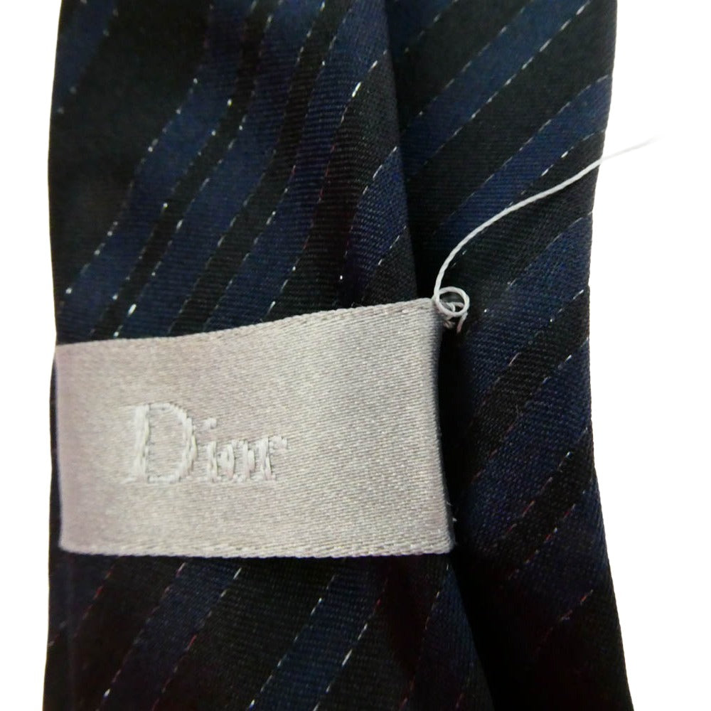 DIOR HOMME ディオールオム シルク ネクタイ ブラック系 ネイビー系【中古】