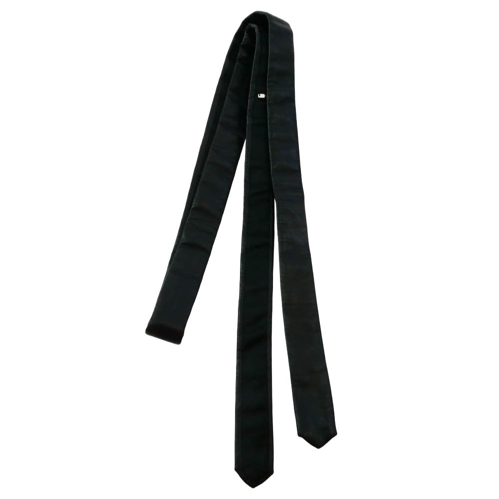 DIOR HOMME ディオールオム 06SS エディ期 レザー ナロー ネクタイ ブラック系【中古】