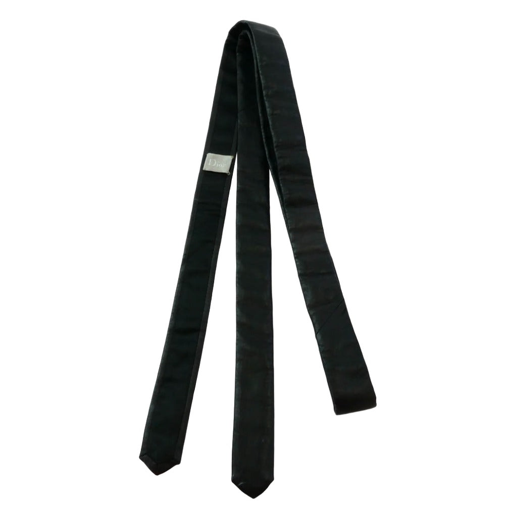 DIOR HOMME ディオールオム 06SS エディ期 レザー ナロー ネクタイ ブラック系【中古】