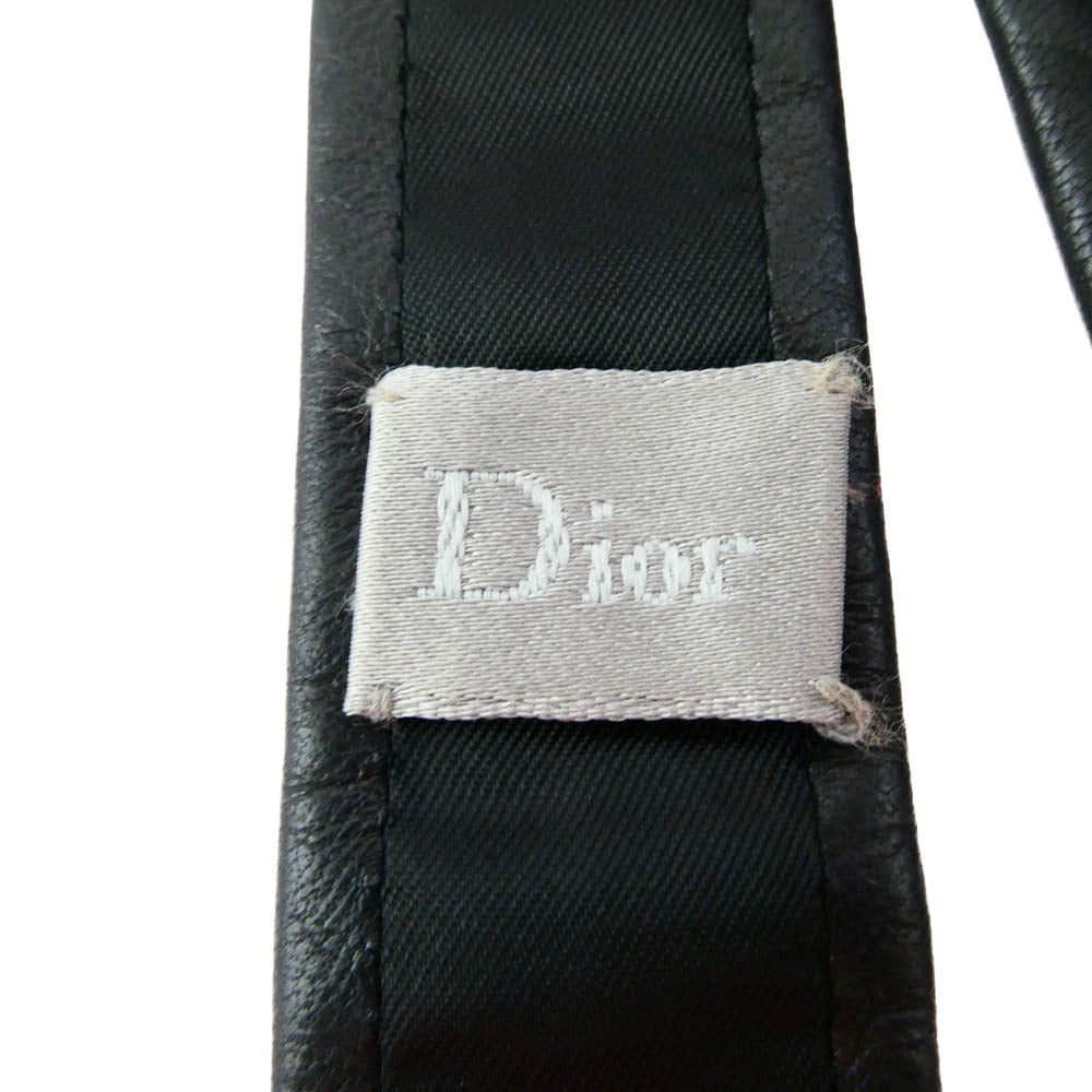 DIOR HOMME ディオールオム 06SS エディ期 レザー ナロー ネクタイ ブラック系【中古】