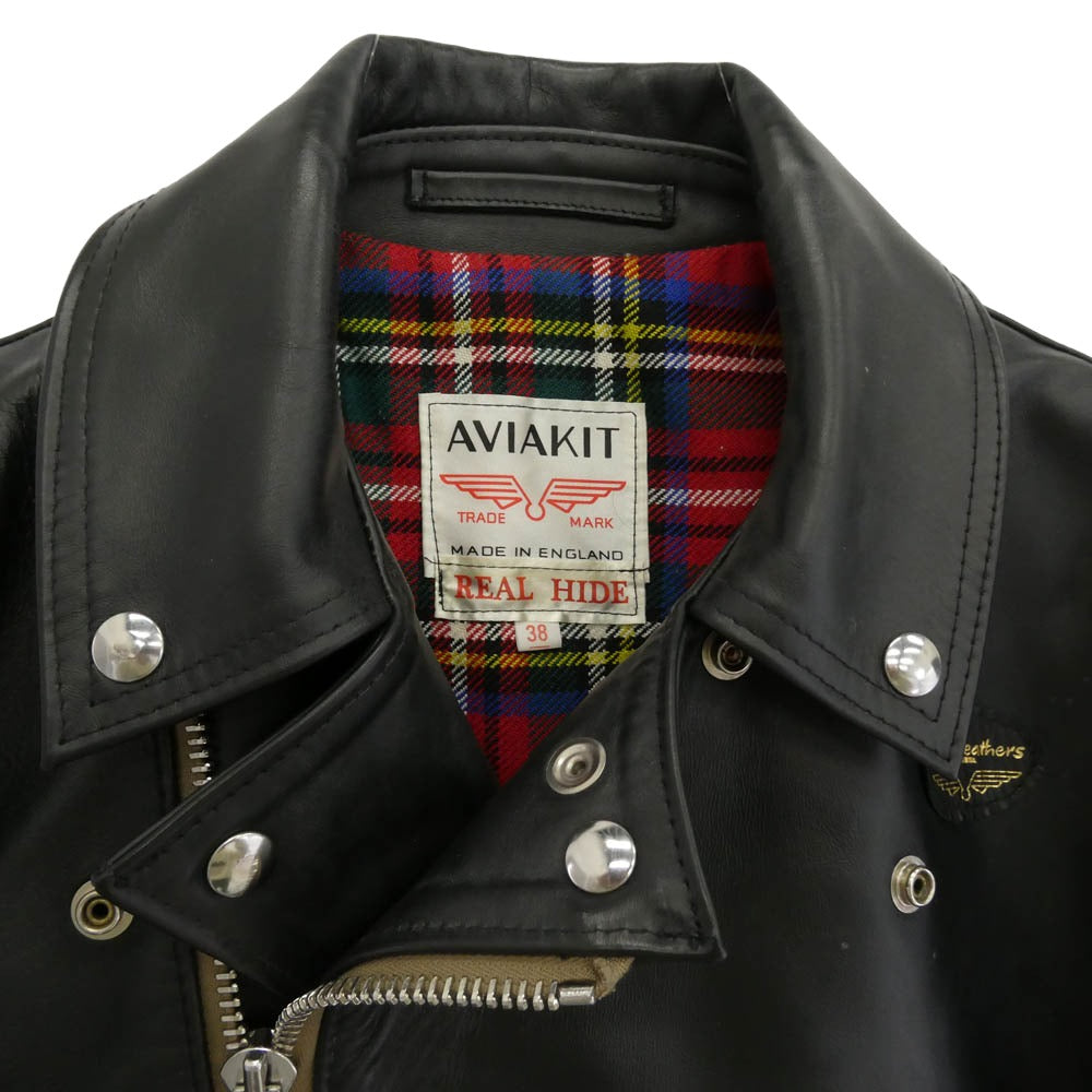 Lewis Leathers ルイスレザー Lightning REAL HIDE ライトニング タイトフィット 裏地タータンチェック レザー ライダース ジャケット ブラック系 38【中古】